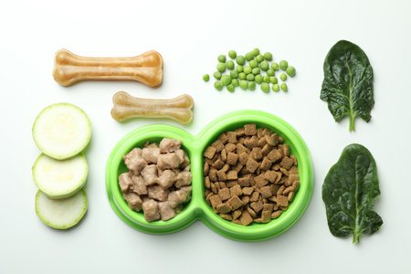Concept of organic pet food on white backgroundの写真素材
