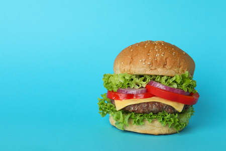 Concept of tasty food with delicious burgerの写真素材