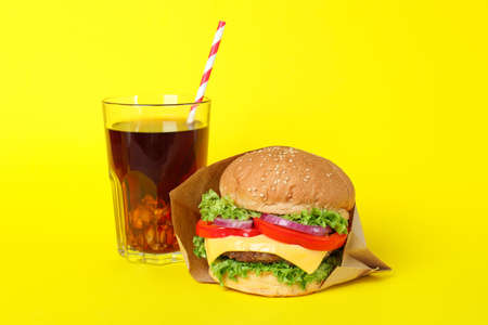 Concept of tasty food with delicious burgerの写真素材