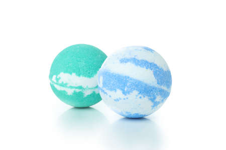 Bath balls isolated on white background, close upの写真素材