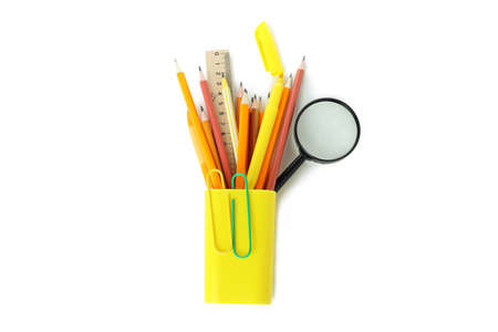 Holder with stationary isolated on white background