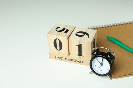 Concept of September 1 on white backgroundの写真素材