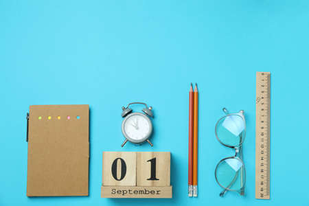 Concept of September 1 on blue background