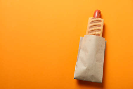 Concept of tasty food with french hot dogの写真素材