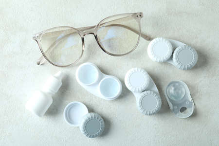 Concept of contact lenses for eyes, health care