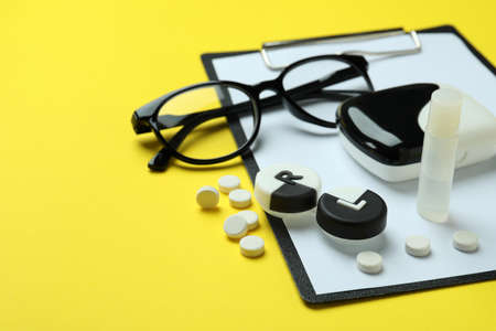 Concept of contact lenses for eyes, health care