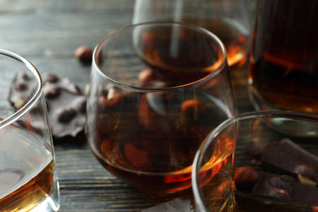 Concept of hard alcoholic drinks with cognac