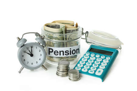 Concept of pension isolated on white background