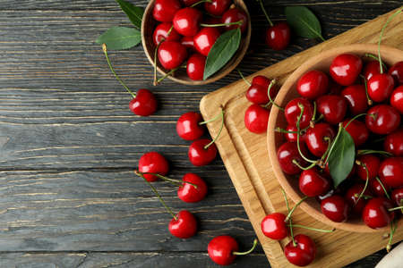 Concept of sweet berry with red cherry