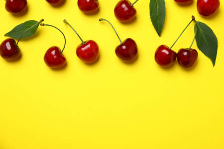 Concept of sweet berry with red cherryの写真素材