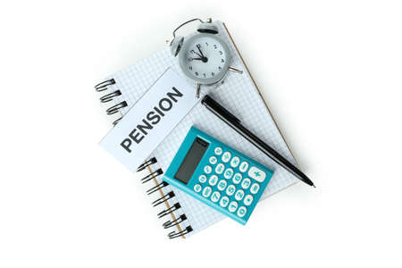 Concept of pension isolated on white backgroundの写真素材