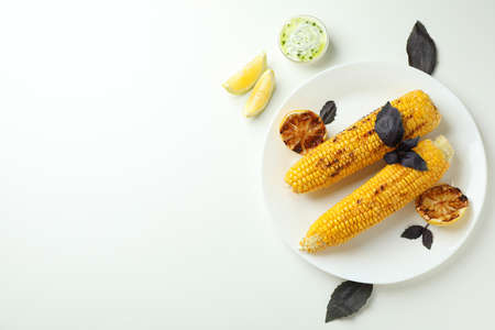 Concept of tasty food with grilled corn