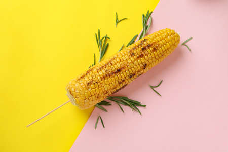 Concept of tasty food with grilled corn