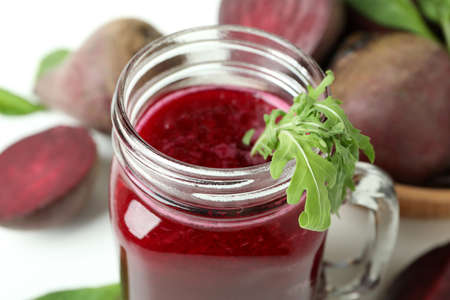 Concept of healthy drink with beetroot smoothie