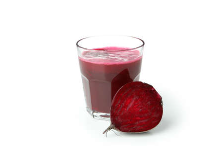 Fresh beetroot smoothie isolated on white background