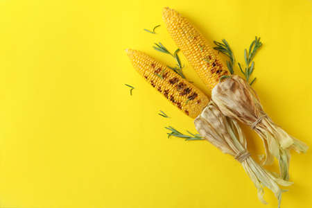 Concept of tasty food with grilled corn