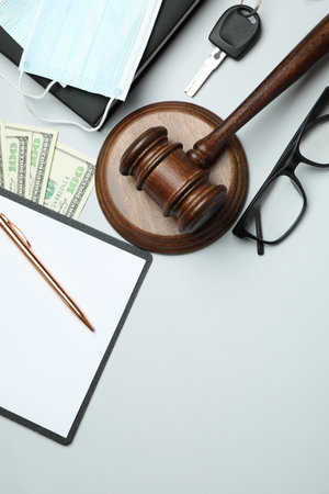American law concept with judge gavel on white backgroundの写真素材