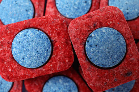Dishwashing tablets on whole background, close upの写真素材