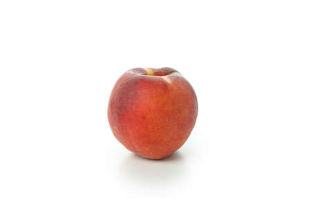 Ripe peach fruit isolated on white backgroundの写真素材