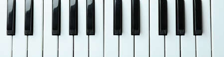 Piano keyboard all over background, top view