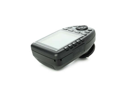 Camera synchronizer isolated on white background, close up