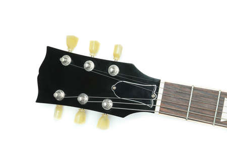 Top of electric guitar isolated on white background