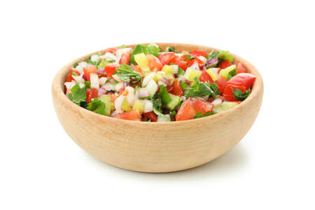 Bowl of Pico de Gallo isolated on white backgroundの写真素材