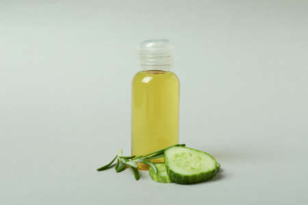 Natural spa cosmetics on light gray backgroundの写真素材