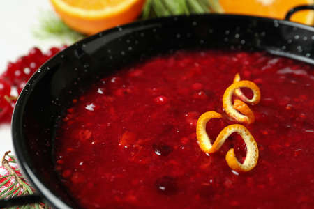 Dish with cranberry sauce, close up and selective focusの写真素材