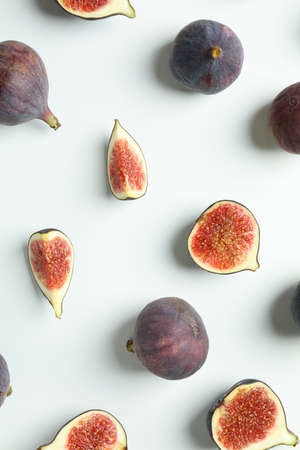 Flat lay with fig on white background
