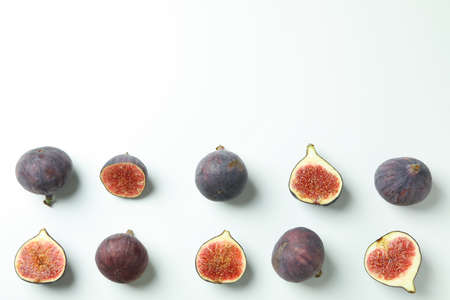 Flat lay with fig on white backgroundの写真素材