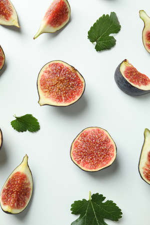 Flat lay with fig on white backgroundの写真素材