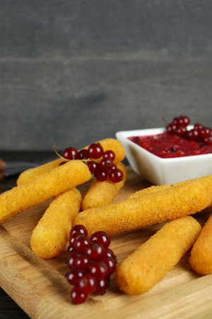 Concept of tasty food with cheese sticks, close upの写真素材