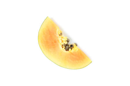 Fresh ripe papaya isolated on white backgroundの写真素材