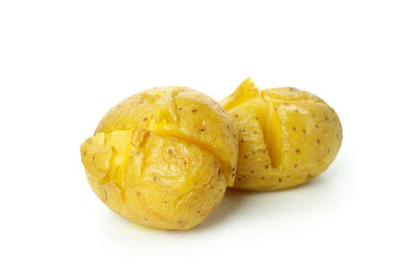Tasty baked potato isolated on white background.の写真素材