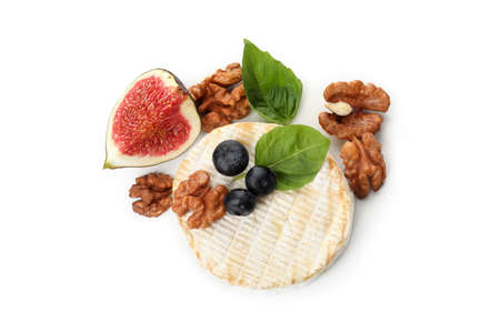 Concept of tasty food with grilled camembert isolated on white background.の写真素材