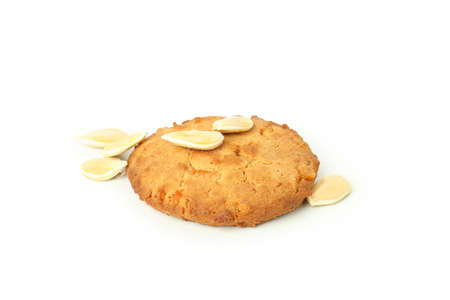 Tasty pumpkin cookie isolated on white background.の写真素材