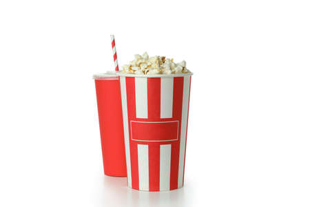 Classic cinema food isolated on white background.の写真素材