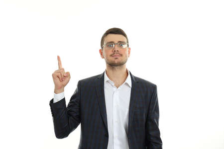 Businessman with idea isolated on white background.の写真素材