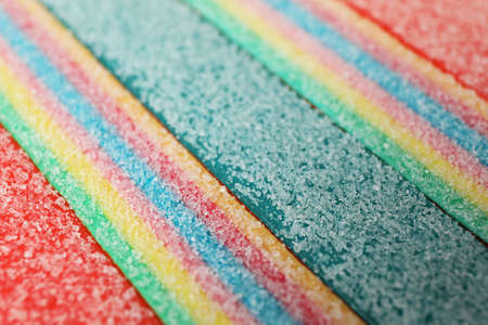 Gummy candies all over background, close up.の写真素材