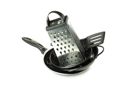 Different kitchen utensil isolated on white background.の写真素材