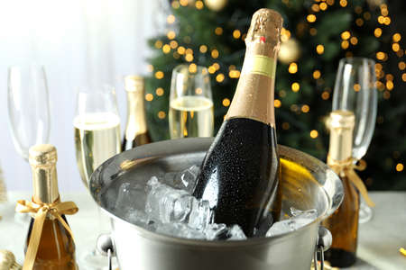 Concept of New Year celebration with champagne.の写真素材