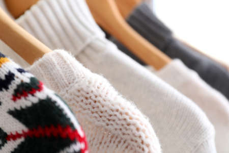 Winter clothes, close up and selective focus.の写真素材