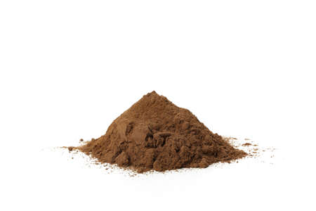Cocoa powder isolated on white background, close upの写真素材