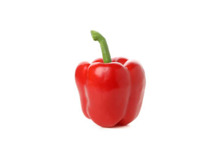 Red bell pepper isolated on white backgroundの写真素材
