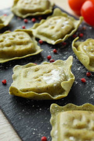 Concept of cooking tasty ravioli, close upの写真素材