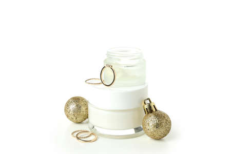Concept of winter cosmetics isolated on white background