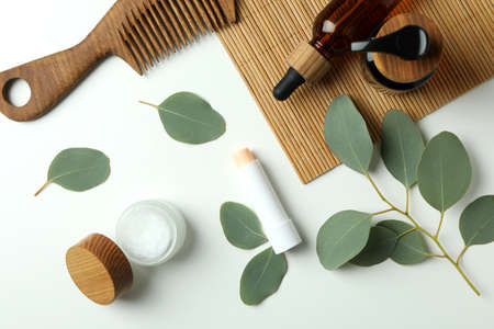 Concept of face care cosmetic on white backgroundの写真素材