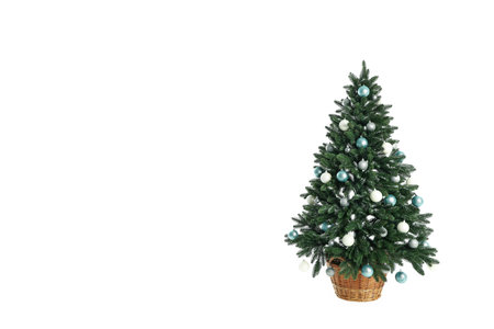 Composition with christmas tree, isolated on white backgroundの写真素材