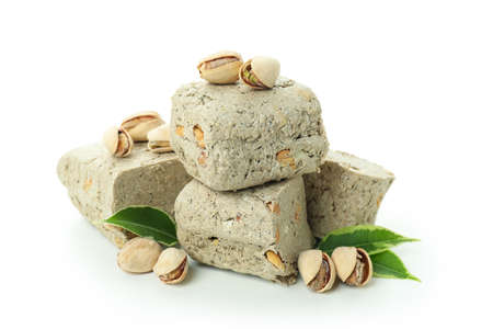 Halva with nuts isolated on white background
